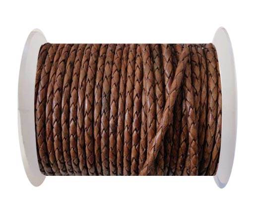 Round Braided Leather Cord SE/PB/10-Walnut - 4mm