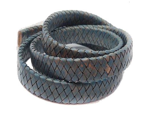 Oval Braided Leather Cord-15.5 by 4.5mm-SE PB 15
