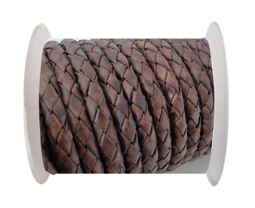 Round Braided Leather Cord SE/PB/17-Vintage Dark Brown-3mm