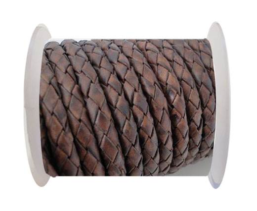 Round Braided Leather Cord SE/PB/17-Vintage Dark Brown-6mm
