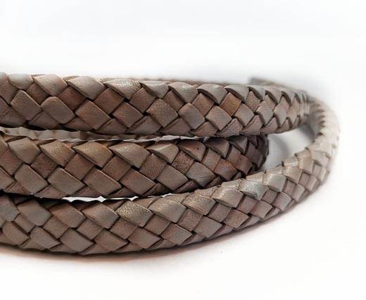 Oval Braided Leather Cord-10 by 5mm - SE_PB_Light Grey