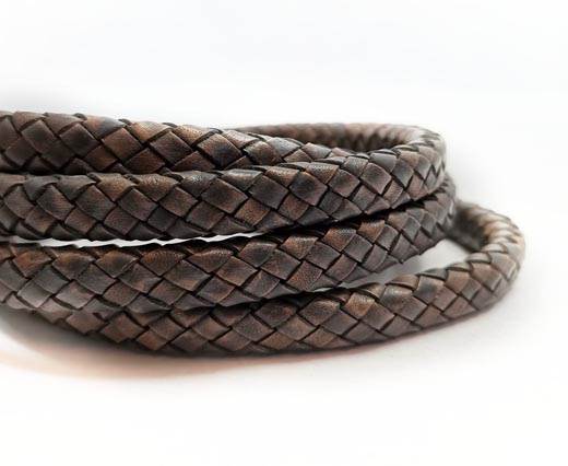 Oval Braided Leather Cord-10 by 5mm - SE_PB_Vintage Dark Grey