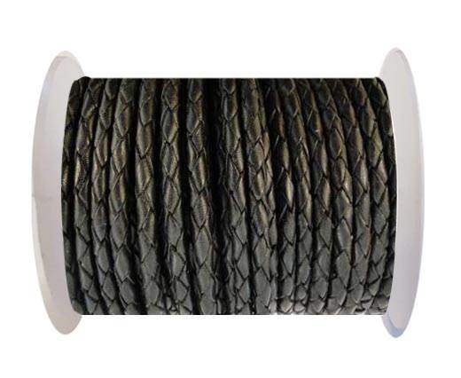 Round Braided Leather Cord SE/B/02-Black - 3mm