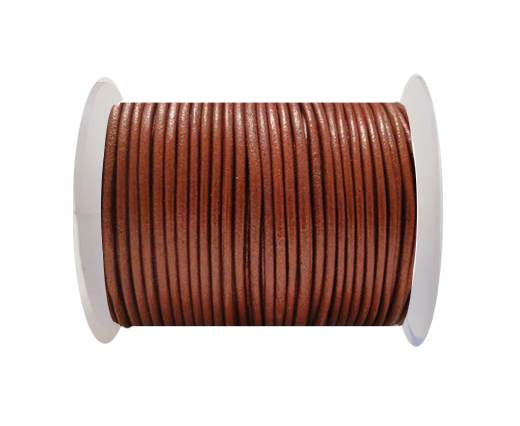 Round Leather Cord SE/R/Metallic Bordeaux- 2mm