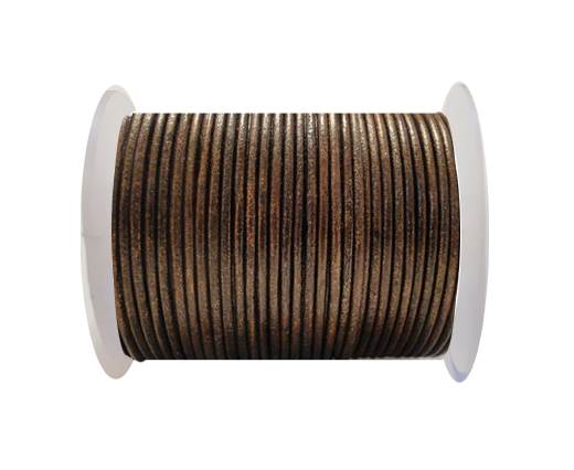 Round Leather Cord SE/R/Metallic Tamba - 2mm