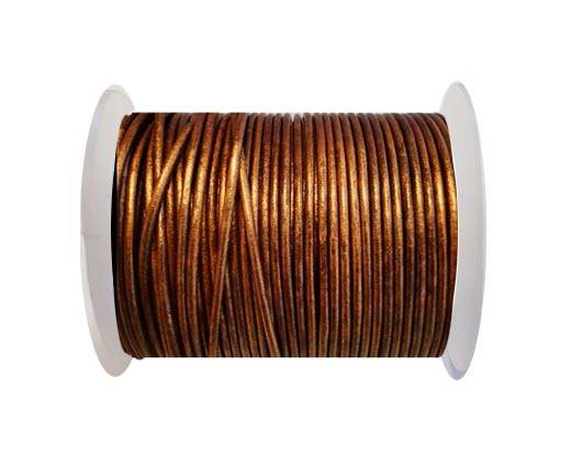 Round Leather Cord SE/R/Metallic Copper - 3mm