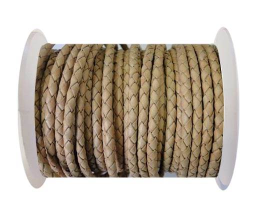 Round Braided Leather Cord SE/B/01-Natural-4mm