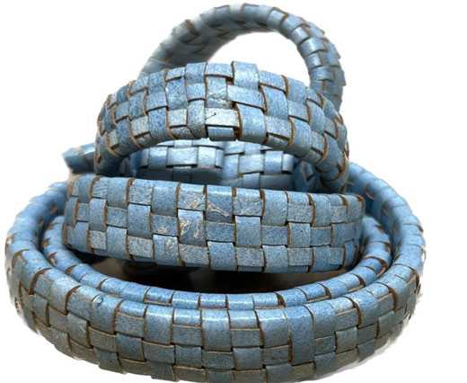 Oval Braided Carpet Style 15x4.5mm - SE White Base Blue