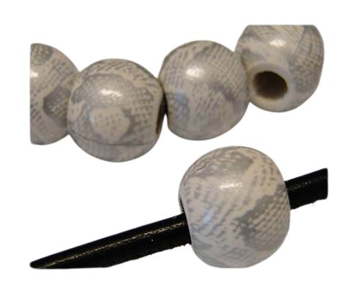 Snake Wooden Beads- Silver white -16mm,Hole 6mm
