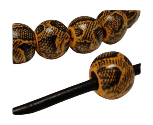 Snake Wooden Beads- Yellow -16mm,Hole 6mm