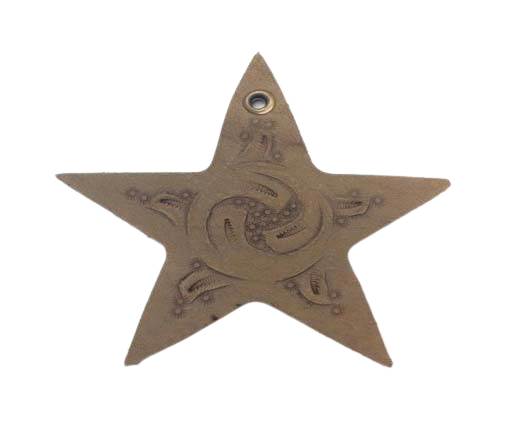 Star 8cm - Natural Leather Embossed