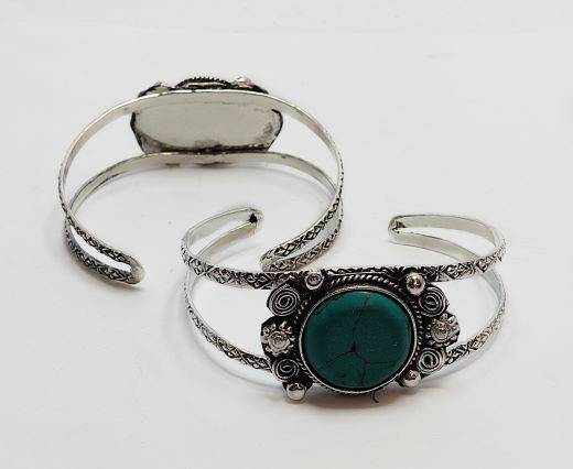 Turquoise Stone Brass Cuff -Style2