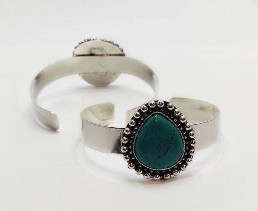 Turquoise Stone Brass Cuff -Style4