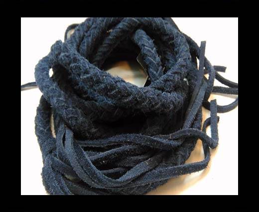 Suede Braided Belts with tassels - 8mm round -Navy Blue