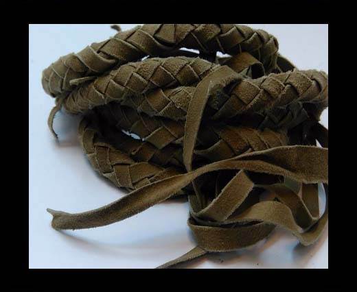 Suede Braided Belts with tassels - 8mm round -Taupe
