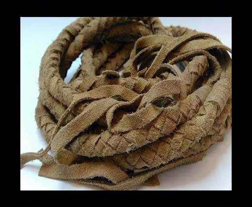Suede Braided Belts with tassels - 8mm round -Natural