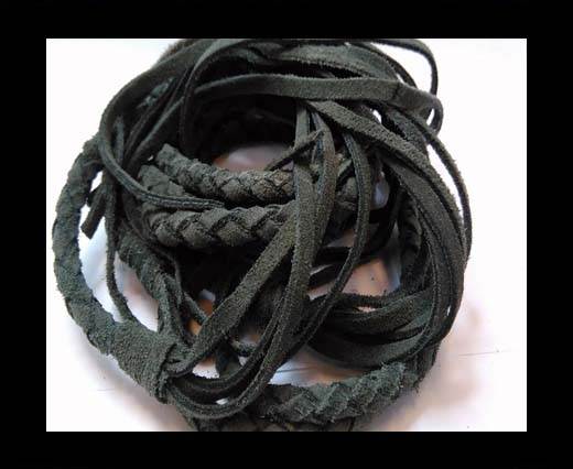 Suede Braided Belts with tassels - 8mm round -Dark Grey