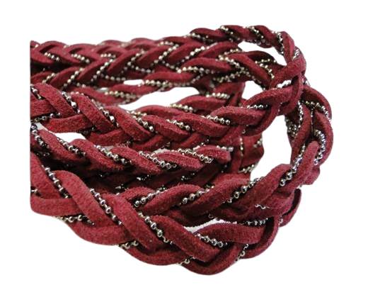 Suede cords with chains-10mm-fuchsia