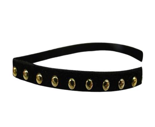 Suede Cord With Gold Studs-5mm-Black