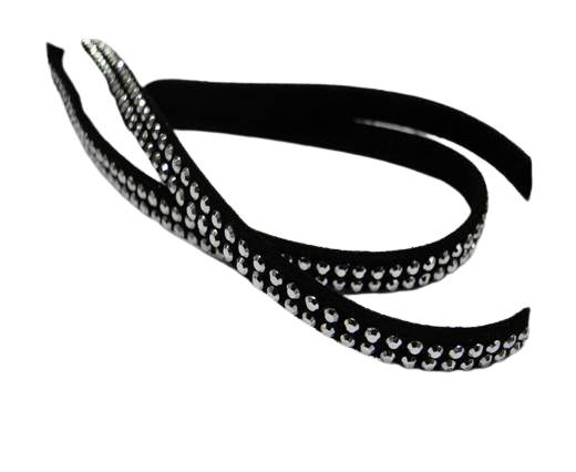 Suede Cord With Silver Shiny Studs-5mm-Black