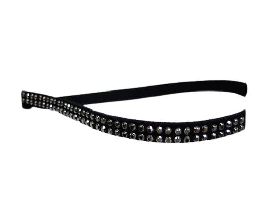 Suede Cord with studs-5mm-Silver-Navy Blue