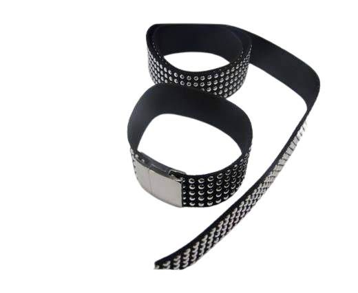 Suede Cord with Studs-20mm-5layers-Black