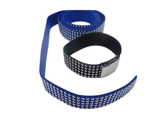 Suede Cord with Studs-20mm-5layers-Blue