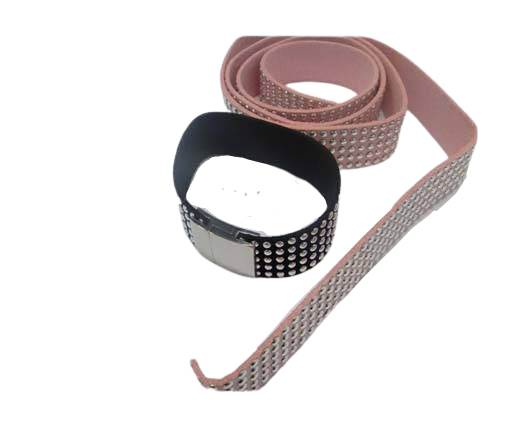 Suede Cord with Studs-20mm-5layers-Pink