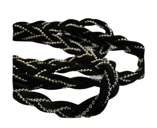 Suede cord with chain-10mm-black