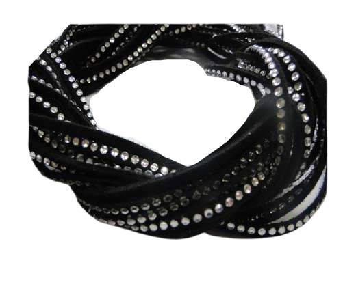 Suede Cords with Crystals 3mm-Black