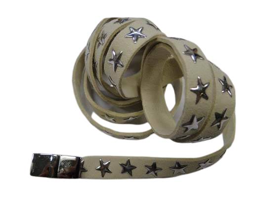 Suede Cords with Star Studs 10mm-Beige