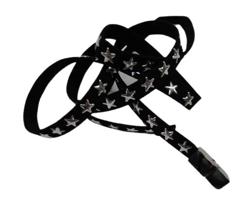 Suede Cords with Star Studs 10mm-Black