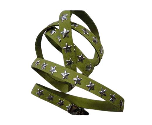 Suede Cords with Star Studs 10mm-Green