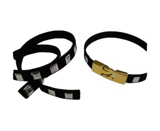 Suede Cord with studs-7mm-Black