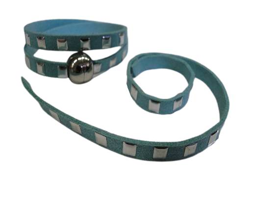 Suede Cord with Studs-7mm-Light Blue