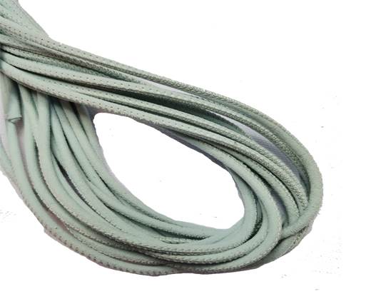 Round Stitched Leather Cord - 3mm - SUEDE SKY BLUE