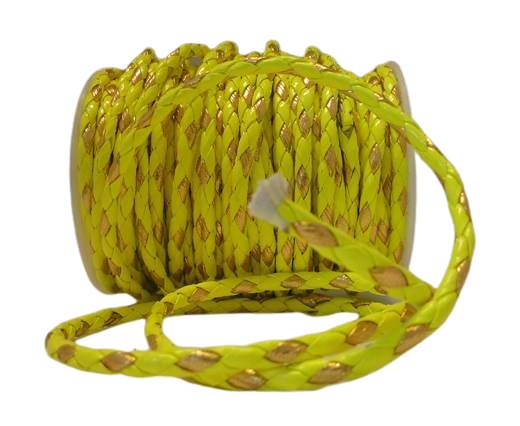 synthetic nappa leather 4mm - Neon Yellow and Gold