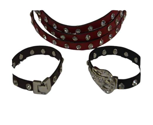 synthetic nappa leather with Crystal 10mm-Red