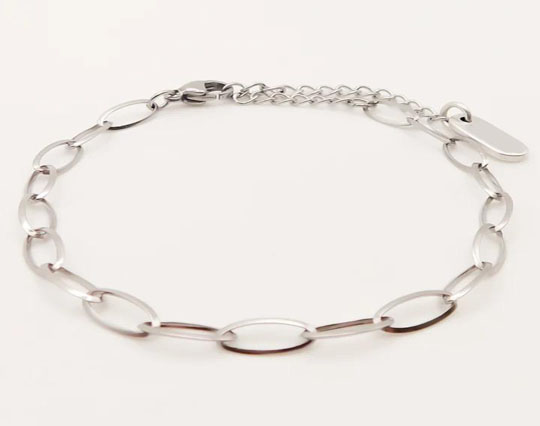 Triangle wire dendritic pearl chain – Silver