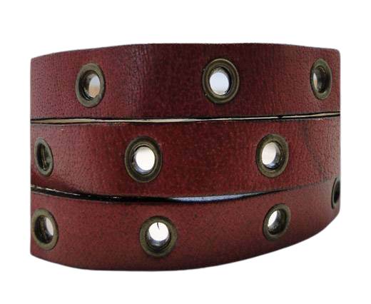 Vegetable tanned leather with hollow rivets - 10MM-SE-Pink