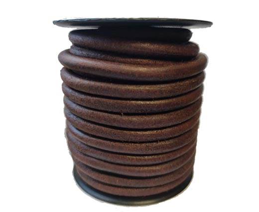 Round leather Cords - 8mm - Vintage Cognec