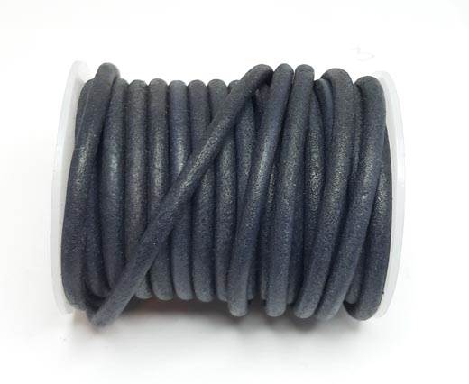 Round Leather Cords - 5mm - Vintage Navy Blue