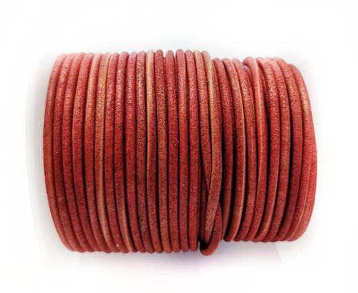 Round Leather cords  2,5mm - Vintage Red