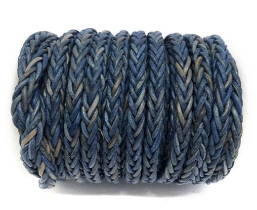 Square Braided Bolo Leather Cords-6mm-Vintage Royale Blue
