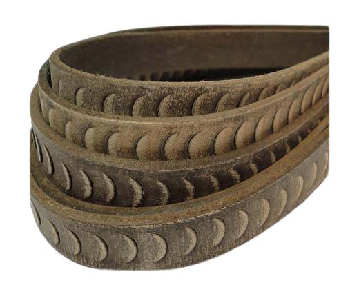 Vintage Style Flat Leather-Fish Style-14mm-Dark Brown