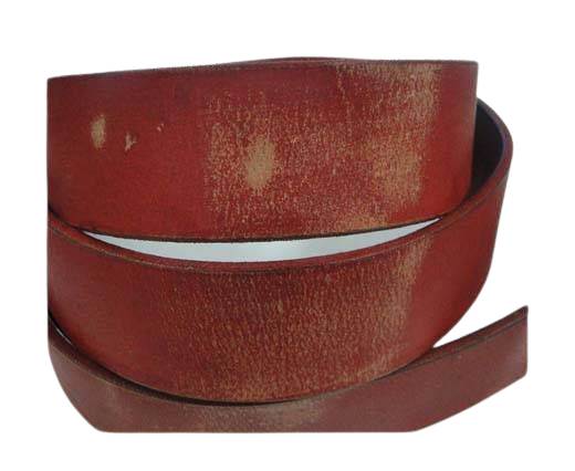 Vintage Style Flat Leather - 30mm-red