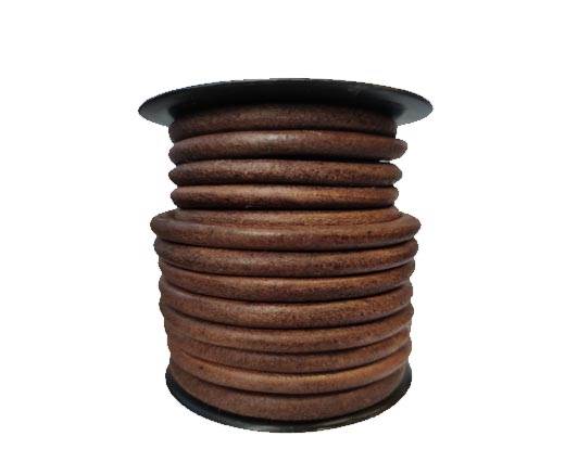 Round leather Cords - 6mm - Vintage Tan