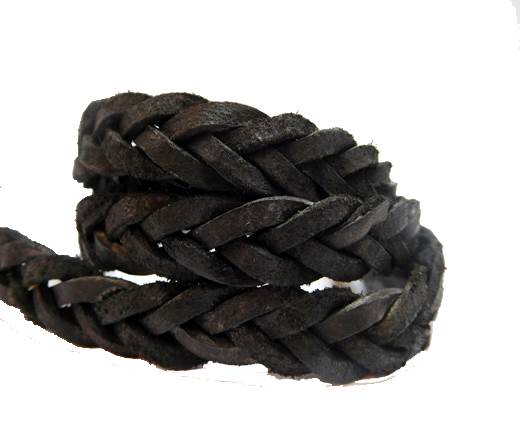 Flat braided cord - 14mm by 4mm -Vintage Waxi Black