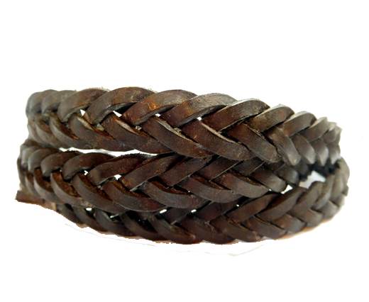 Flat braided cord - 14mm by 4mm -Vintage Waxi Dark Brown