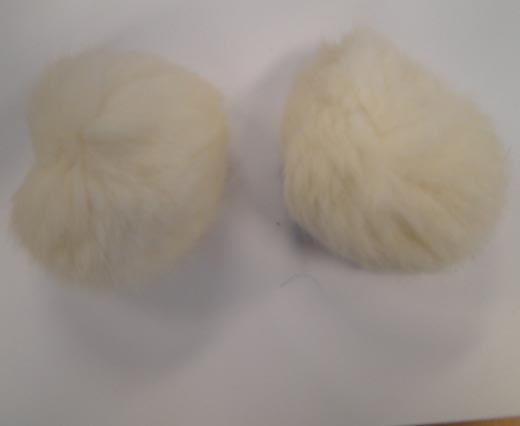 Rabbit Fur Pom Pom-White-9cms
